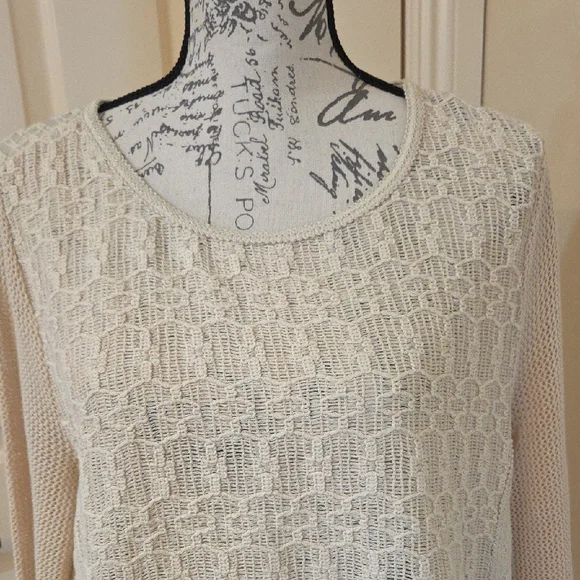 Chico's Boho Style Cream Lace Blouse with Fringe And Lace - Picture 9 of 12